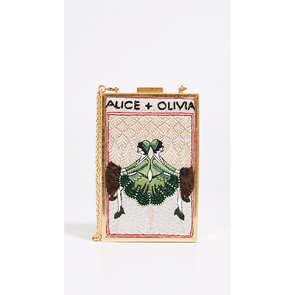 NWT SOLDOUT Alice+Olivia Sophia Twins Box Clutch - Picture 2 of 8